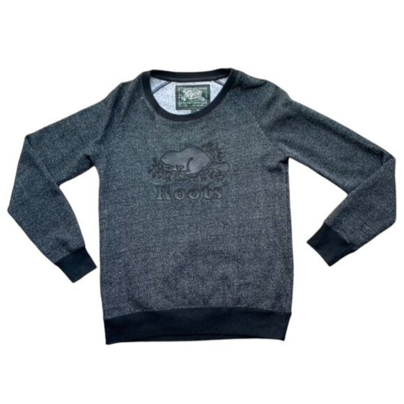 Roots Women’s Sweatshirt Leather Beaver logo Navy blue Pepper Size S - Picture 3 of 15